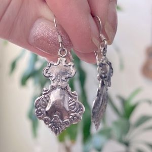 Art nouveau vintage silver spoon earrings